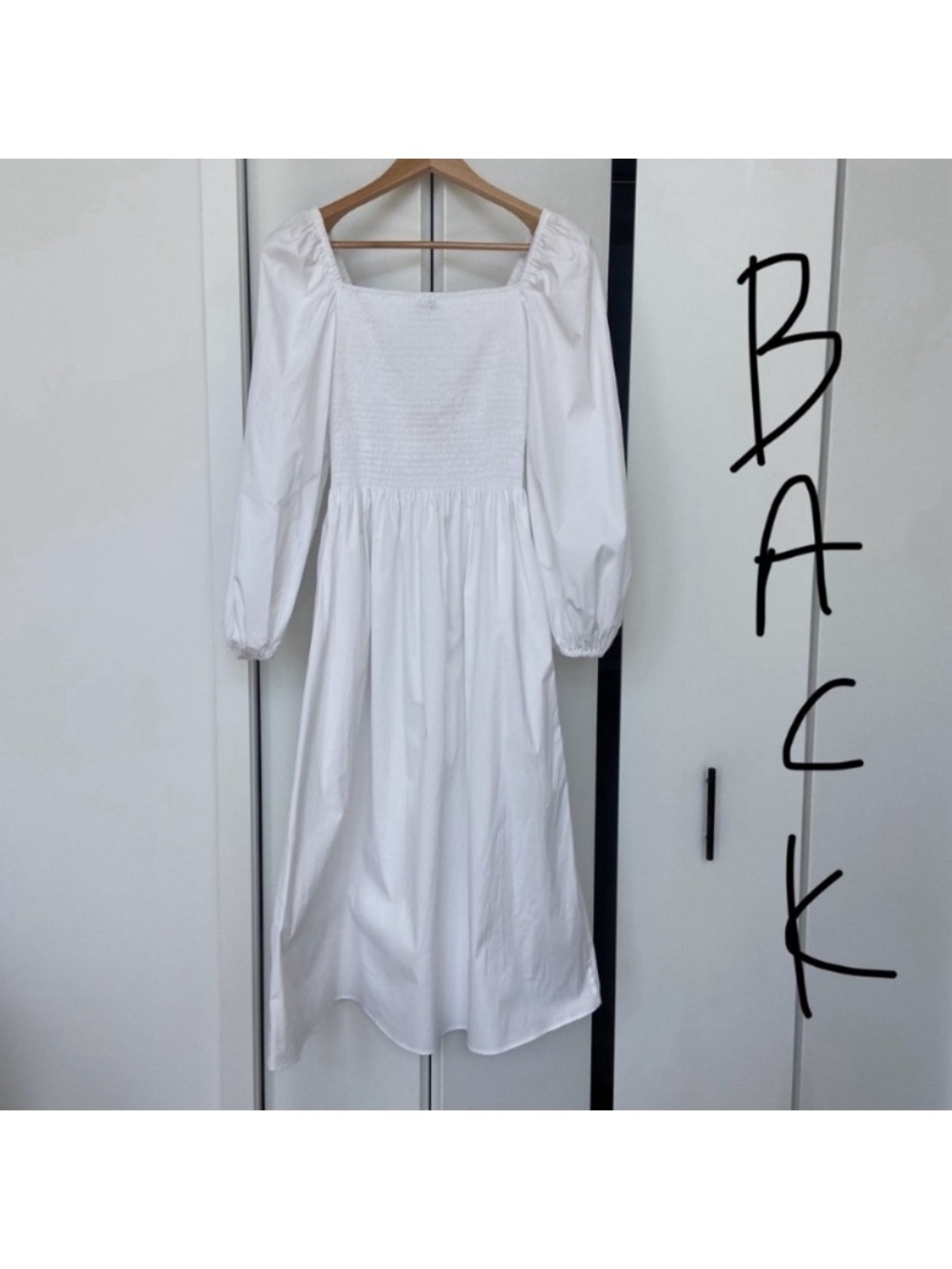 šCOS Cotton Dress 2023 Off-The-Shoulder Smocked Midi Dress - White Size 6 NWT - Picture 12 of 13